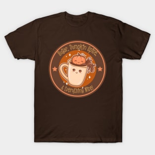 “Sugar, Pumpkin Spice, & Everything Nice” Chibi Pumpkin & Coffee Cup T-Shirt